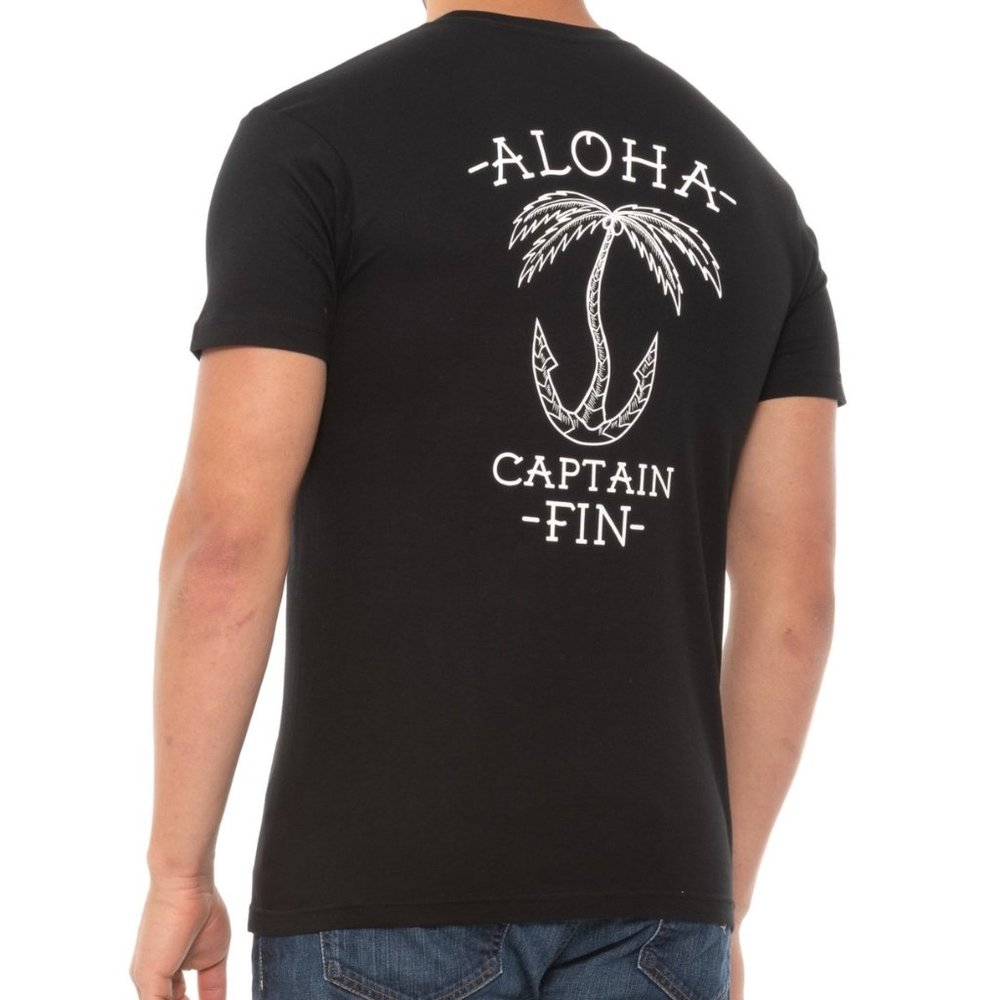 Captain Fin Anchor Palm Black T-Shirt Tee - Small - New